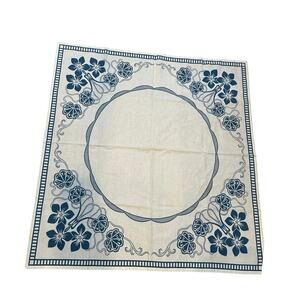 Vintage Women's White & Blue Floral Scarf